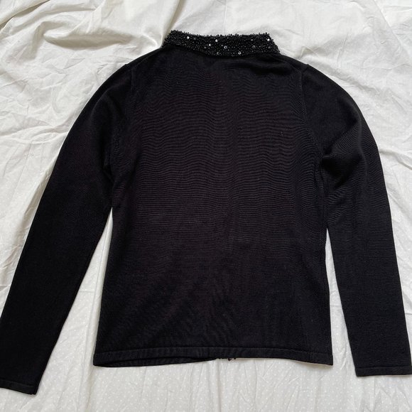 Black Silk Beaded Sweater - Picture 5 of 10